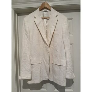 Vintage PERLIS New Orleans Linen Blazer Jacket White Beach Wedding Easter